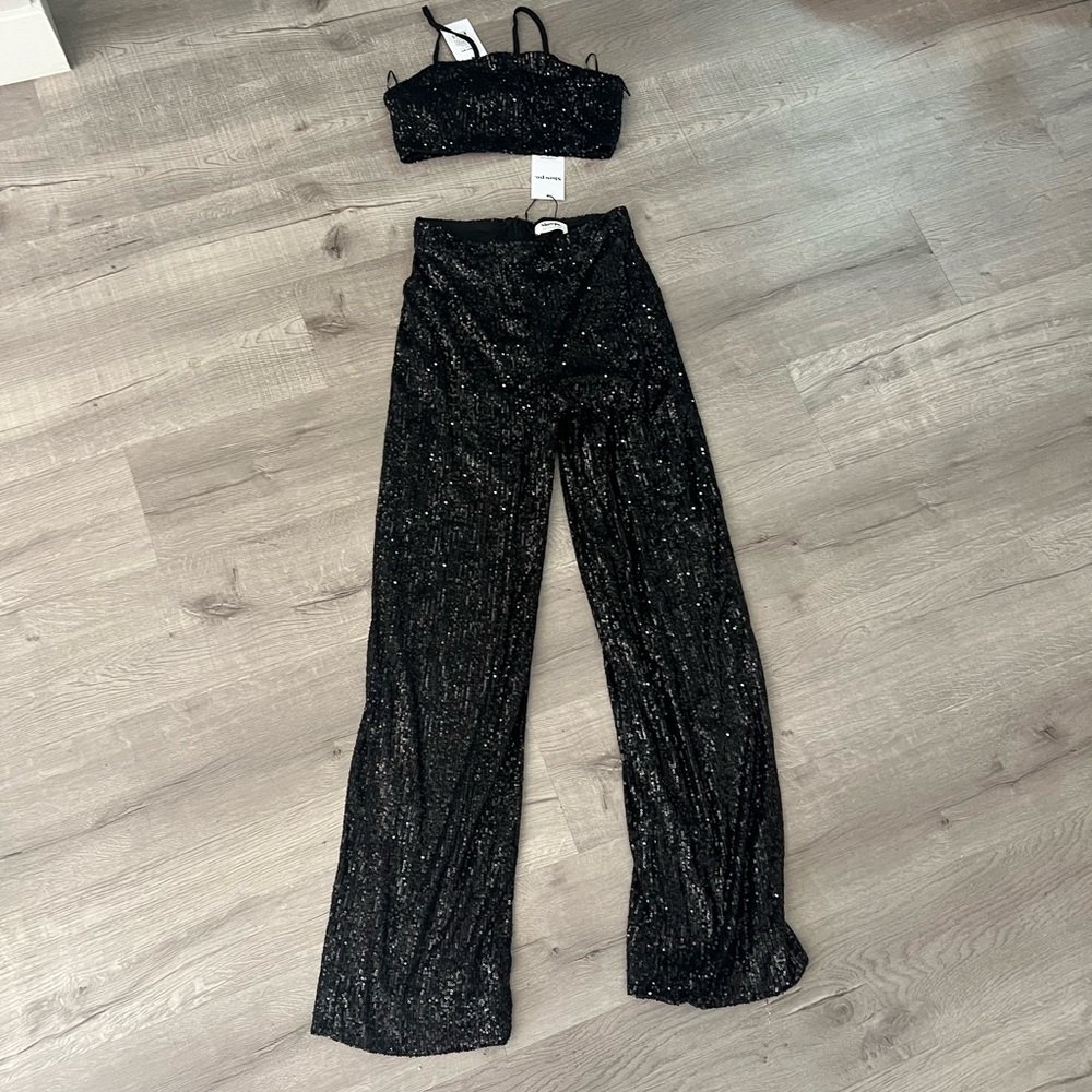 Two piece black sequins set
